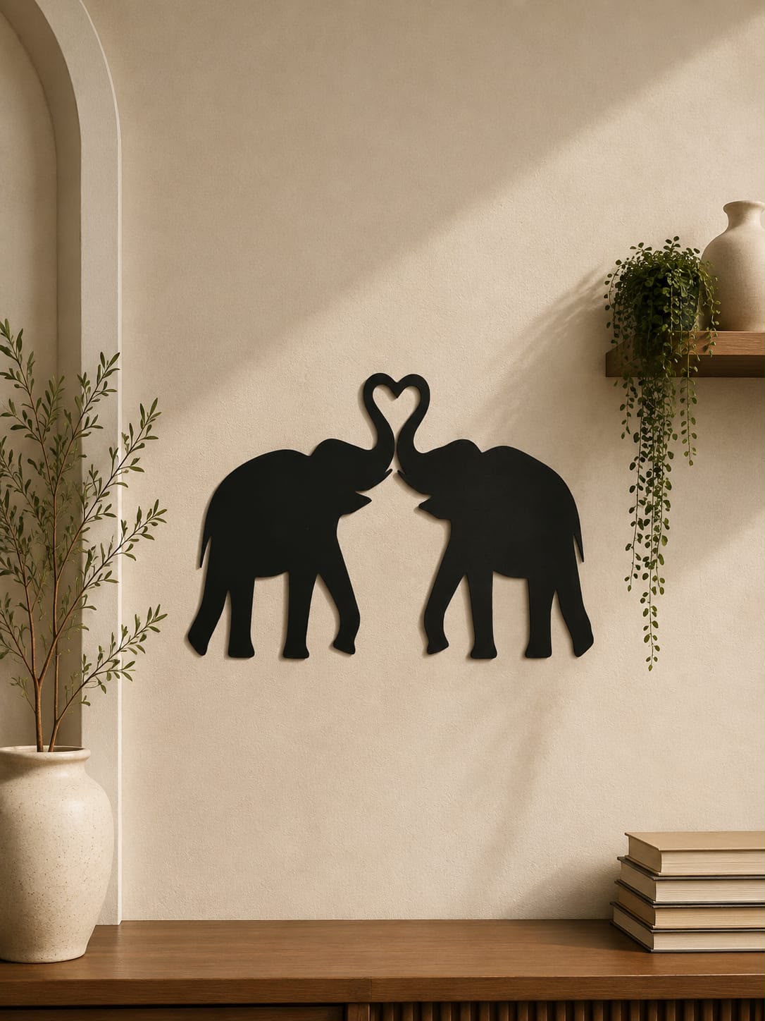Love-Inspired Elephant Couple Metal Wall Art